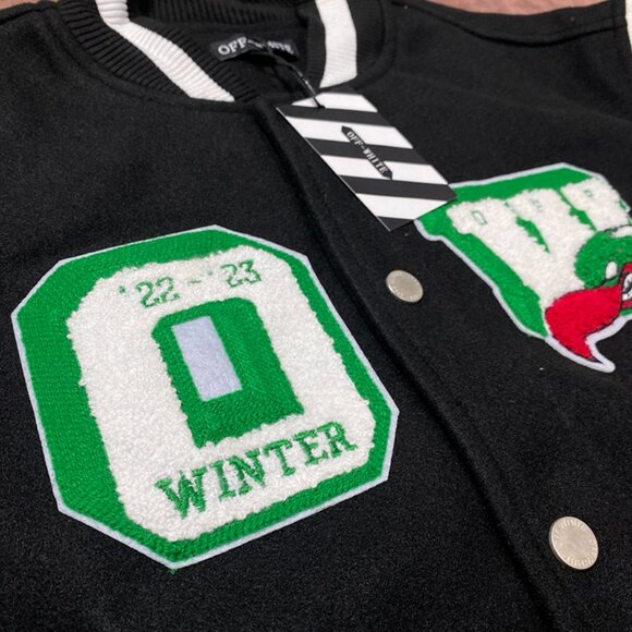 Off-White Black And White Embroidered Baseball Jacket - Picture 4 of 9